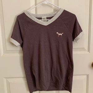 PINK Sequined V-neck Tee